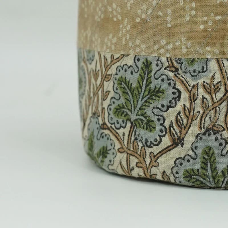 Handmade hand print basket for linen storage