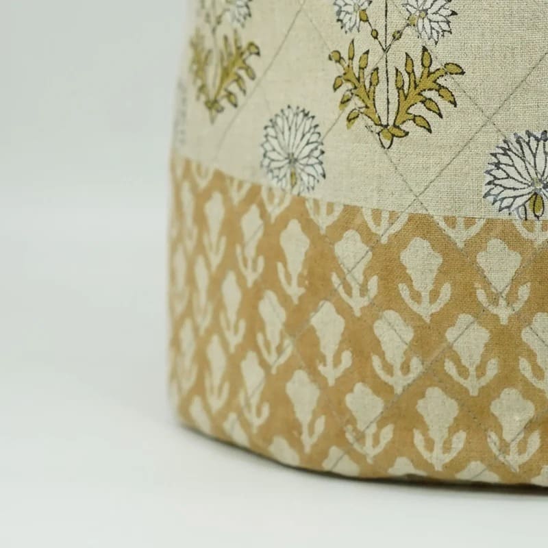 Hand print basket linen for home storage 
