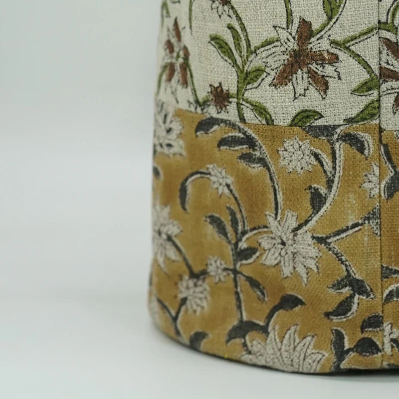 Block print basket linen organizer for living room 