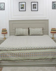 Block Print Floral Pure Cotton Bedsheet - Gurukul