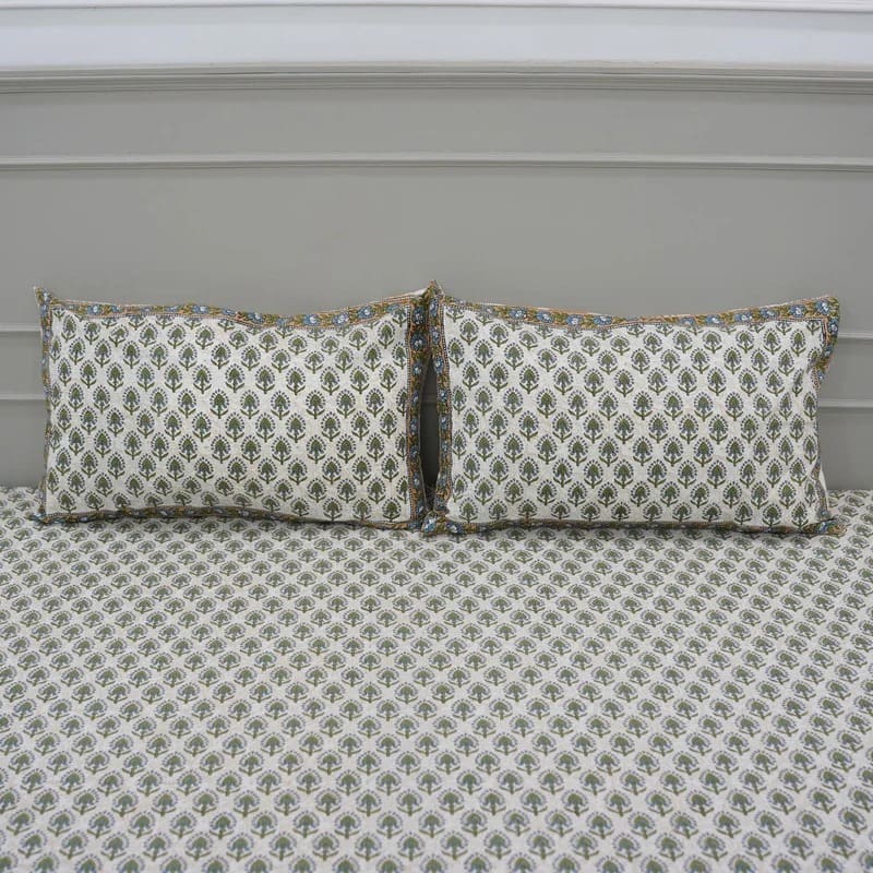 Block Print Floral Pure Cotton Bedsheet - Gurukul