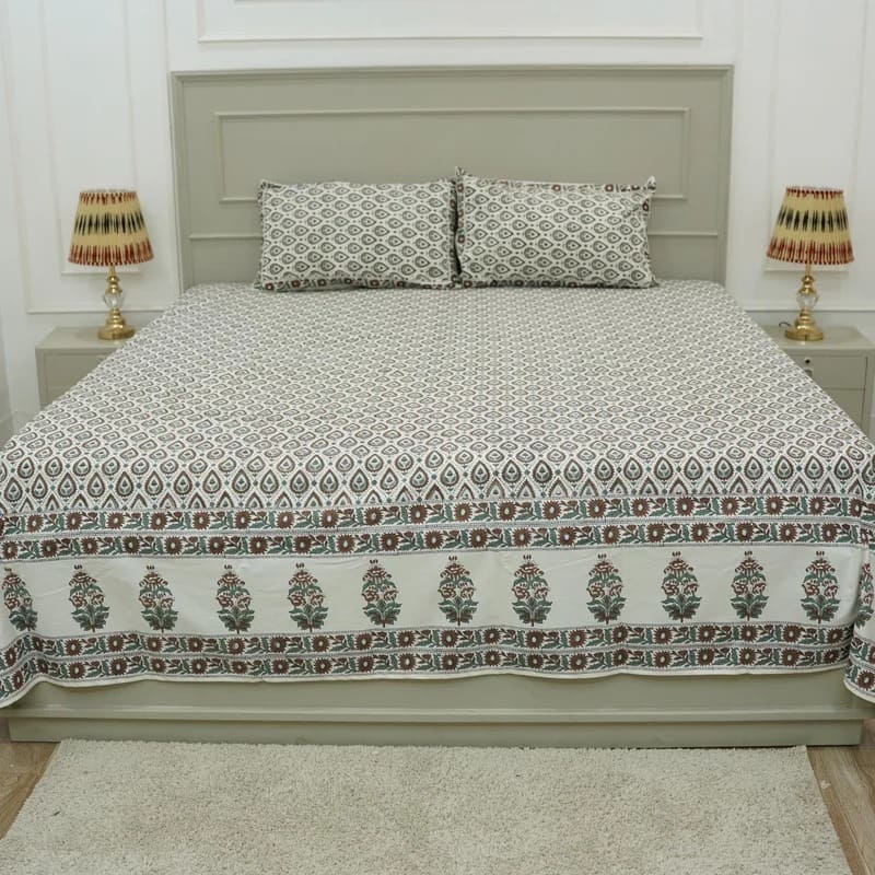 Soft hand print bedsheets for elegant bedroom décor