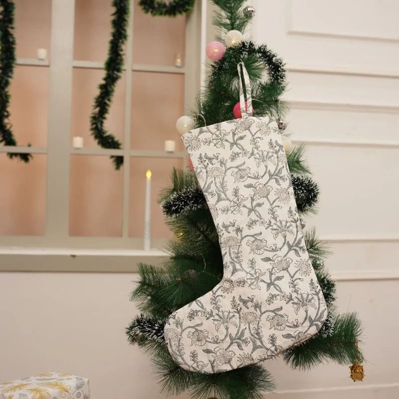 Boho Hand Print Christmas Stocking