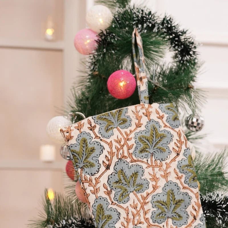 Hand Printed Christmas Stocking Home Decor