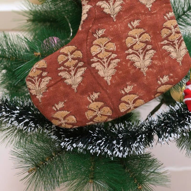 Handmade Block Print Christmas Stocking
