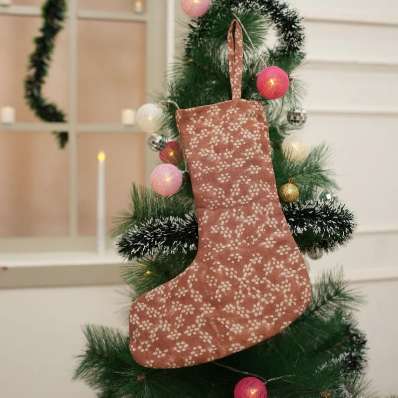 Christmas Hand Print Fabric Stocking