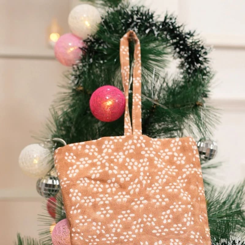 Handmade Hand Print Mantel Stocking