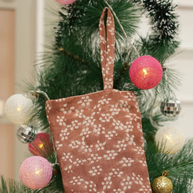 Artisan Hand Printed Holiday Stocking 