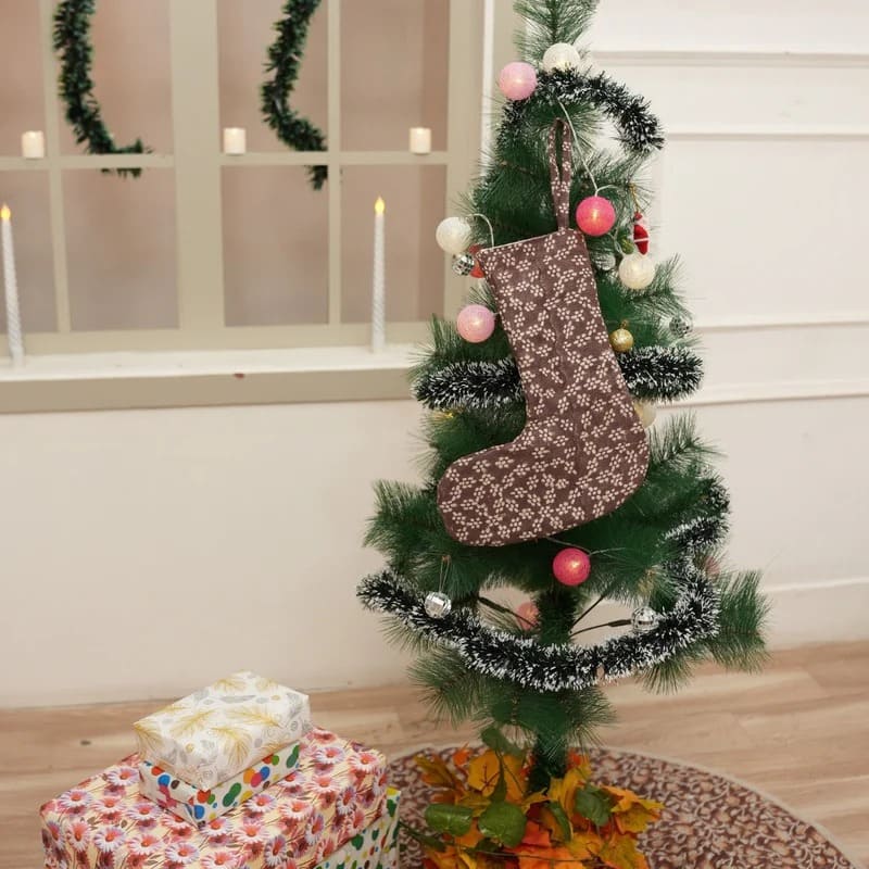 Vintage Style Block Print Stocking