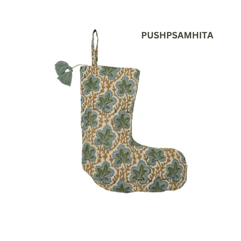 Indian Pushpsamhita Pure Linen Christmas Stocking