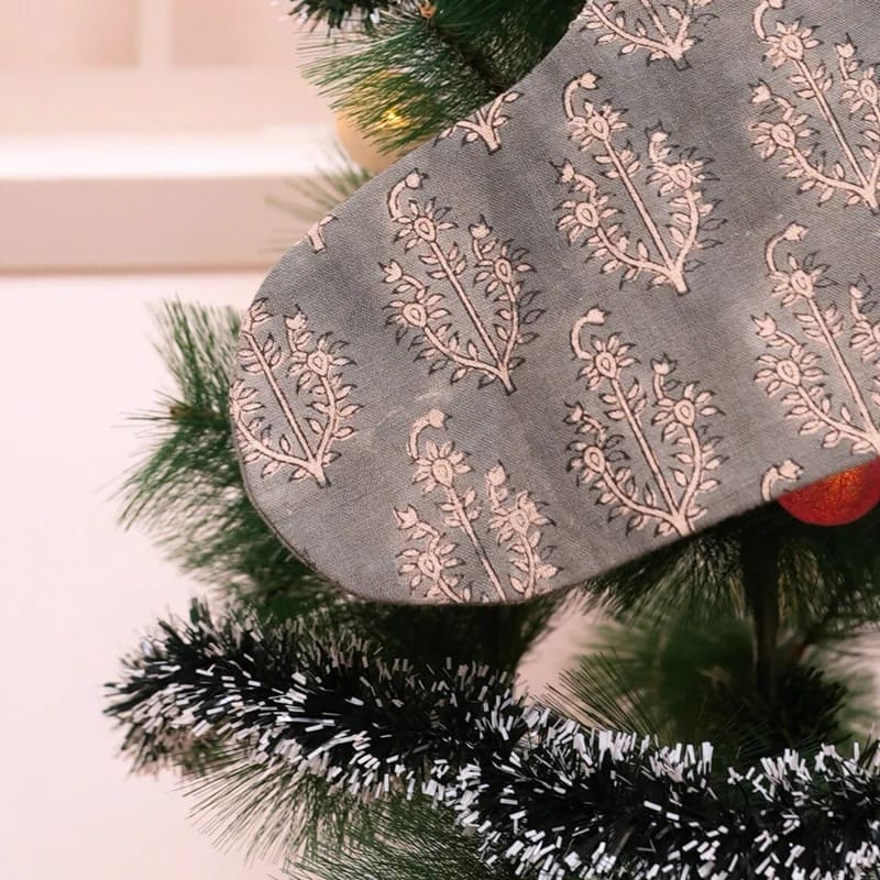 Block Print Stocking for Christmas Mantel
