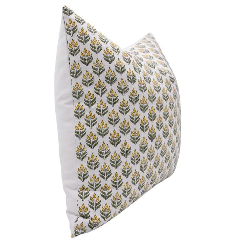 Yellow Floral Block Printed Throw Cover - Alia