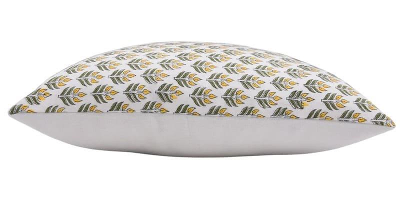 Yellow Floral Block Printed Throw Cover - Alia