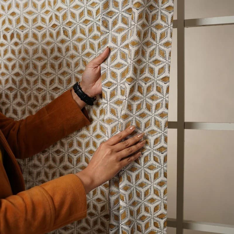 Hand print lampshade with traditional design