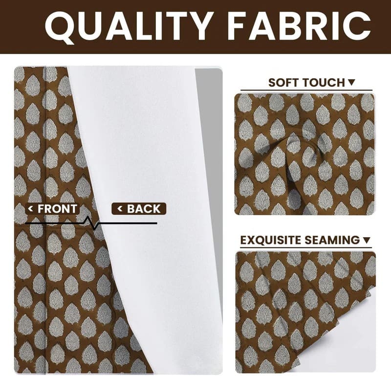 Blackout curtains with elegant hand block print for bedroom