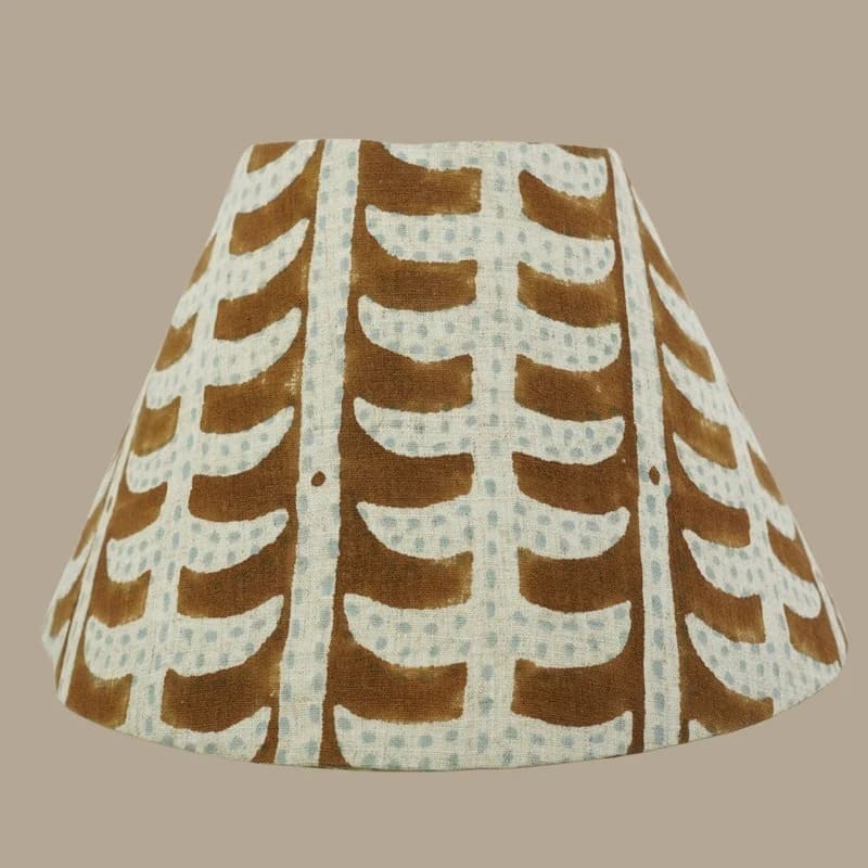 Patterned conical lampshade with elegant fabric