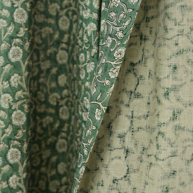 Block Print Floral Window Curtains - Himachal