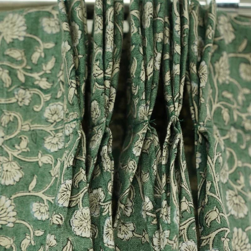 Block Print Floral Window Curtains - Himachal