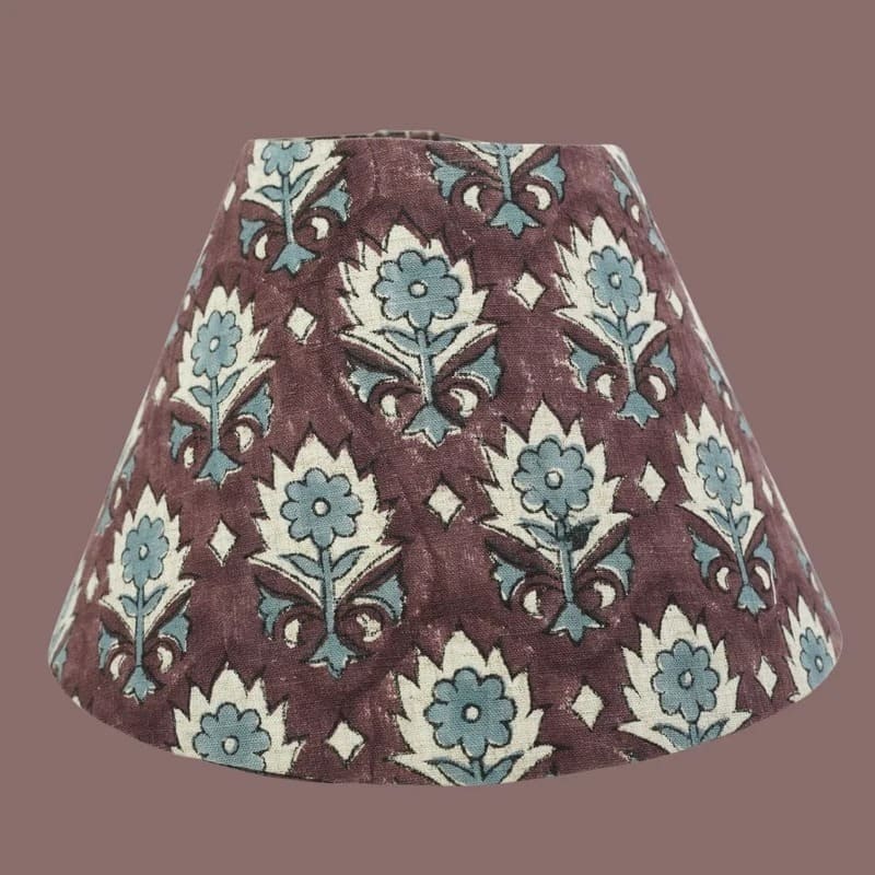 Elegant cone lampshade with Indian fabric