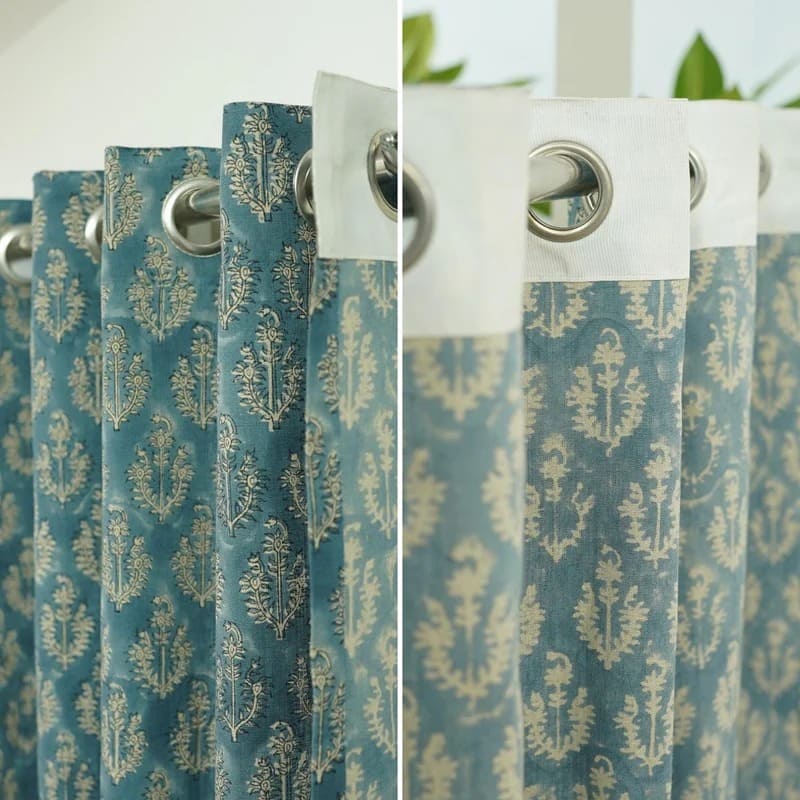 Handmade curtains cotton block print design 
