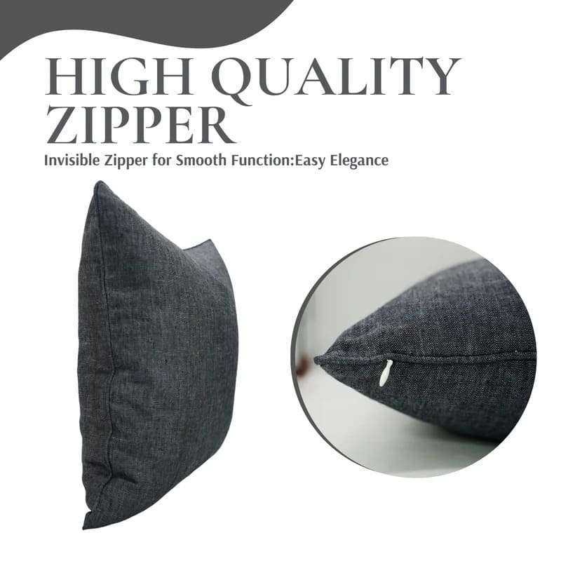 Solid Linen Olive Black Throw Pillow Cover