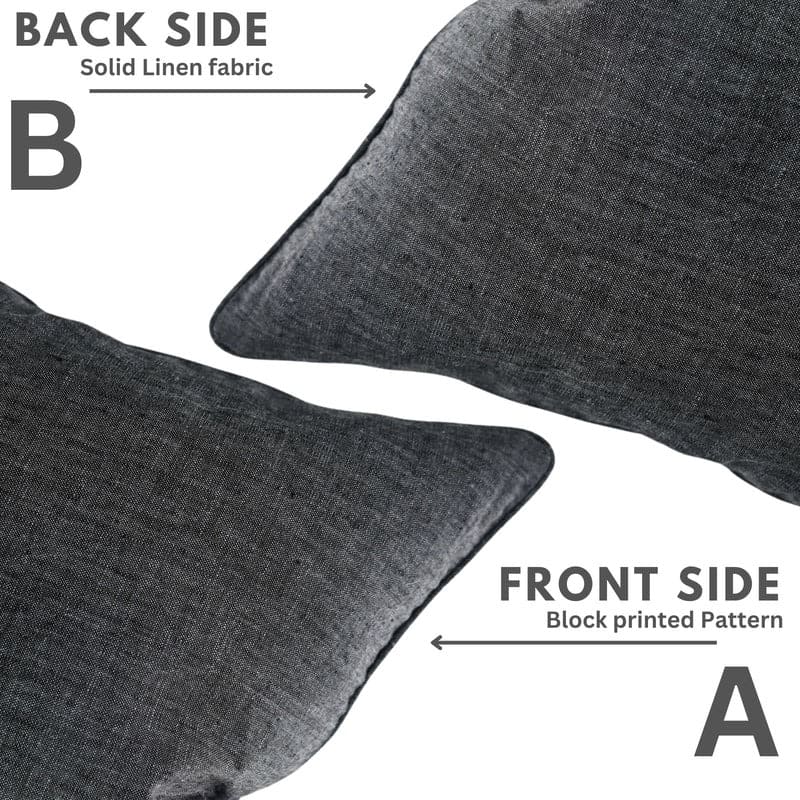 Solid Linen Olive Black Throw Pillow Cover