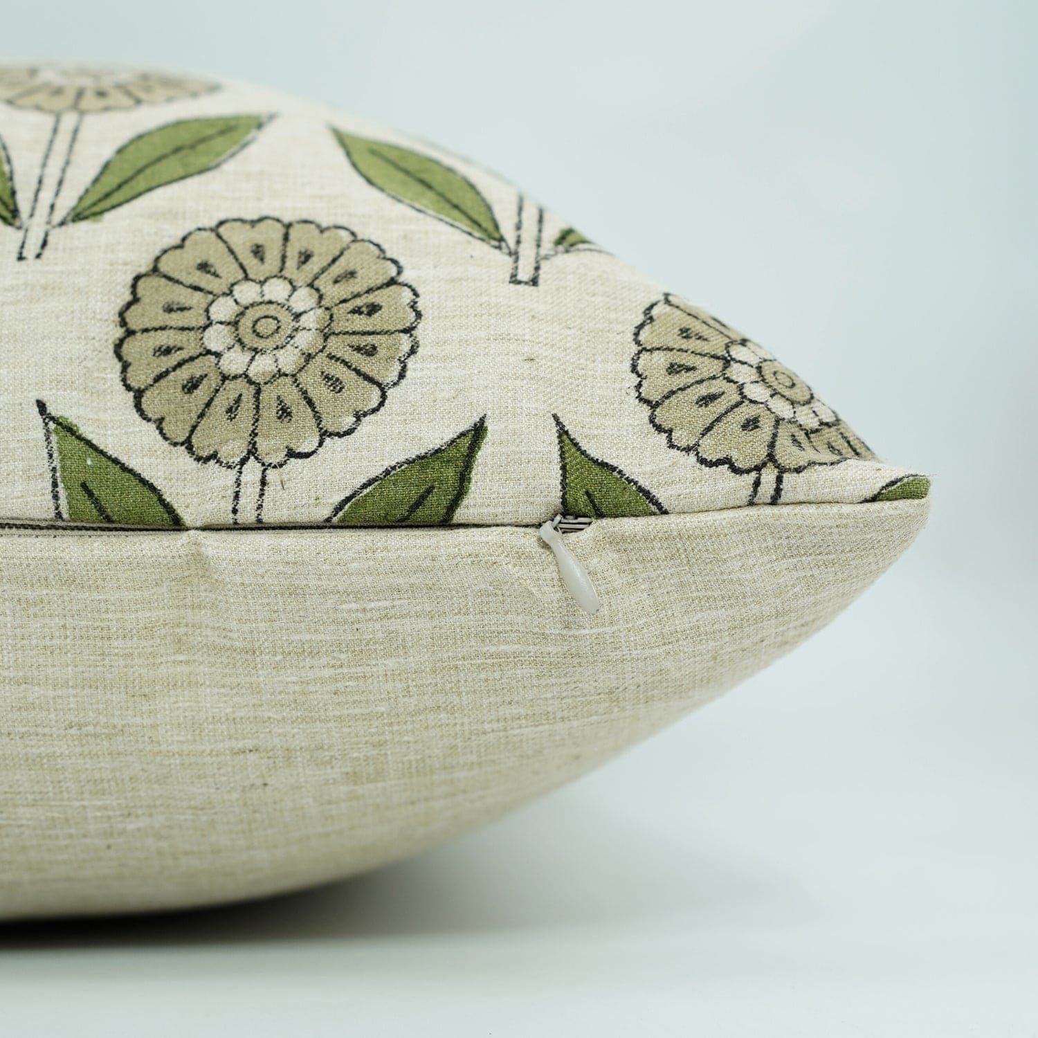 Handblock print floral pattern on a fabric-covered egg-shaped decorative container