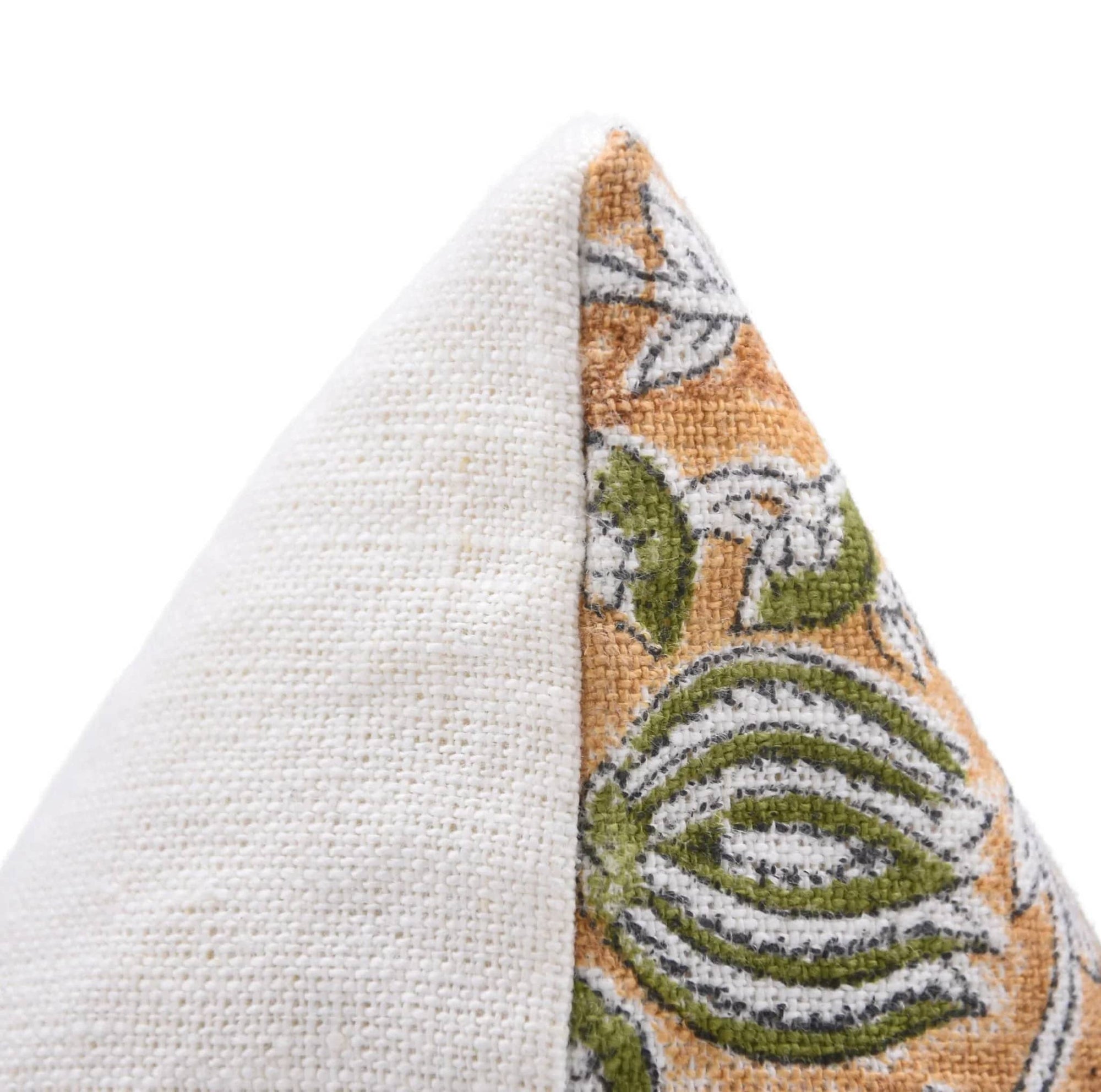 Off white linen pillow with floral pattern 