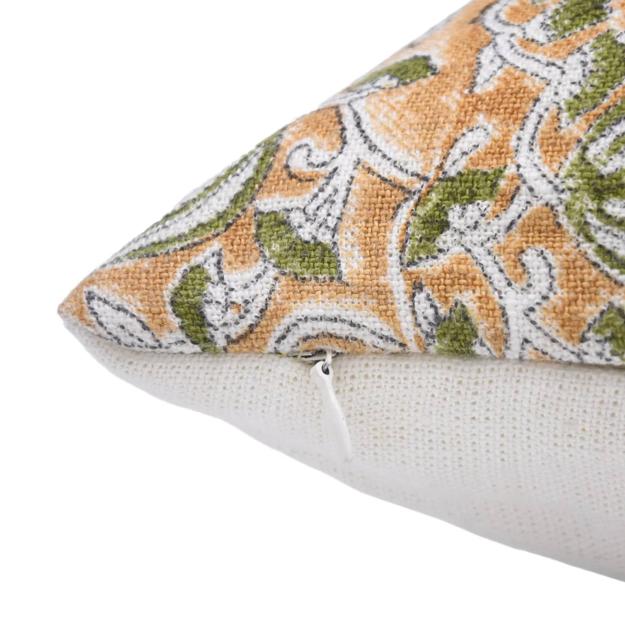 off white linen pillow cover with floral print 