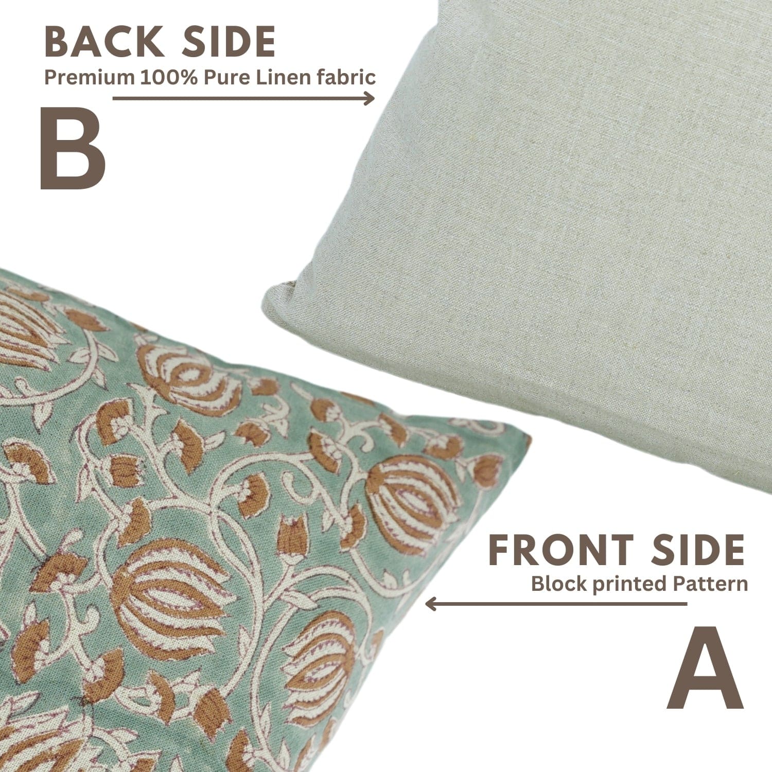 Indian Artisan Brown Floral Pillow Cover || 6 Kamal