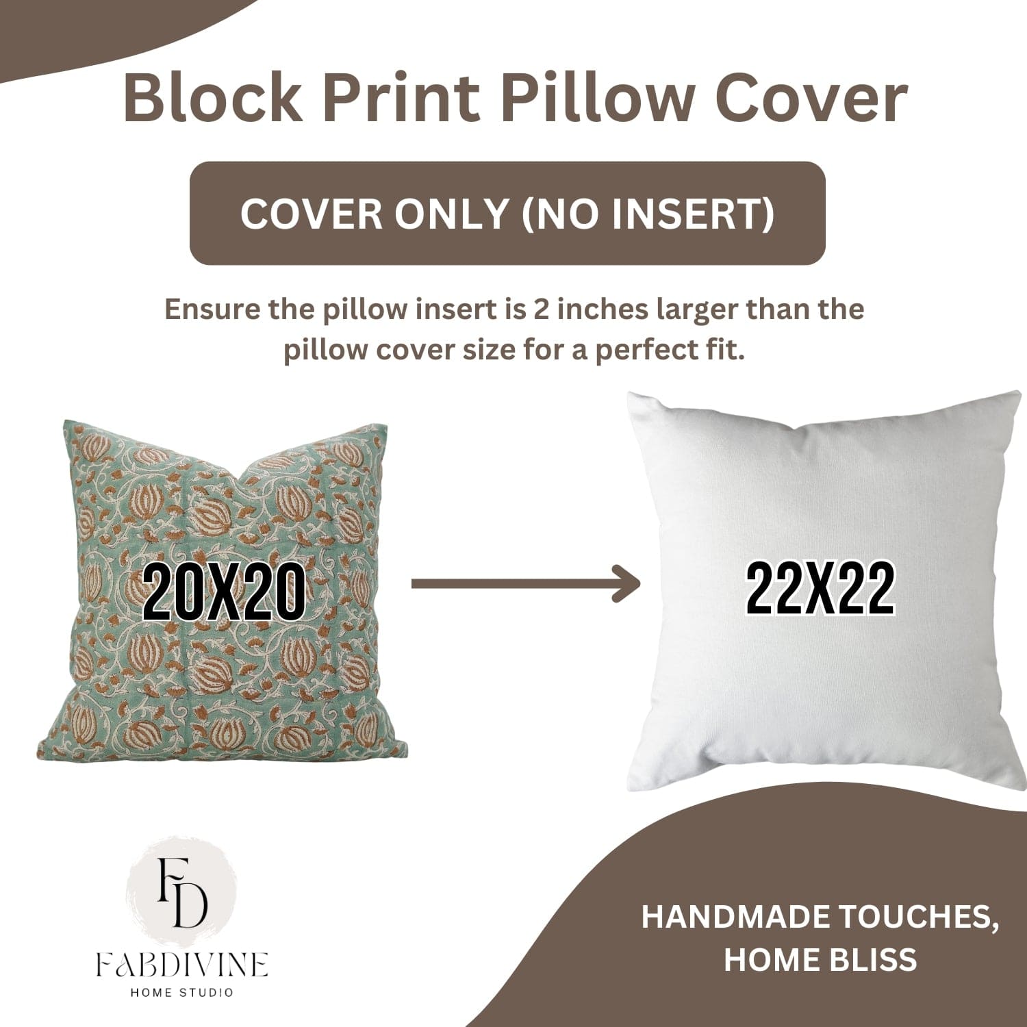 Indian Artisan Brown Floral Pillow Cover || 6 Kamal