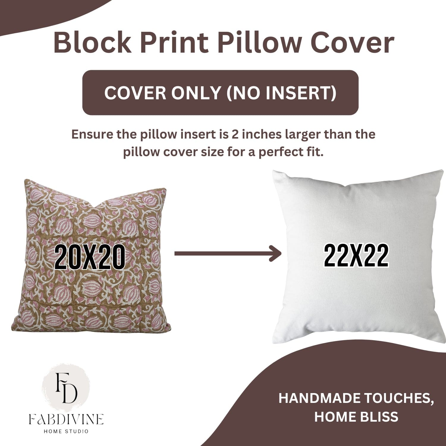 Soft HAND PRINT pillow cover with classic block print details