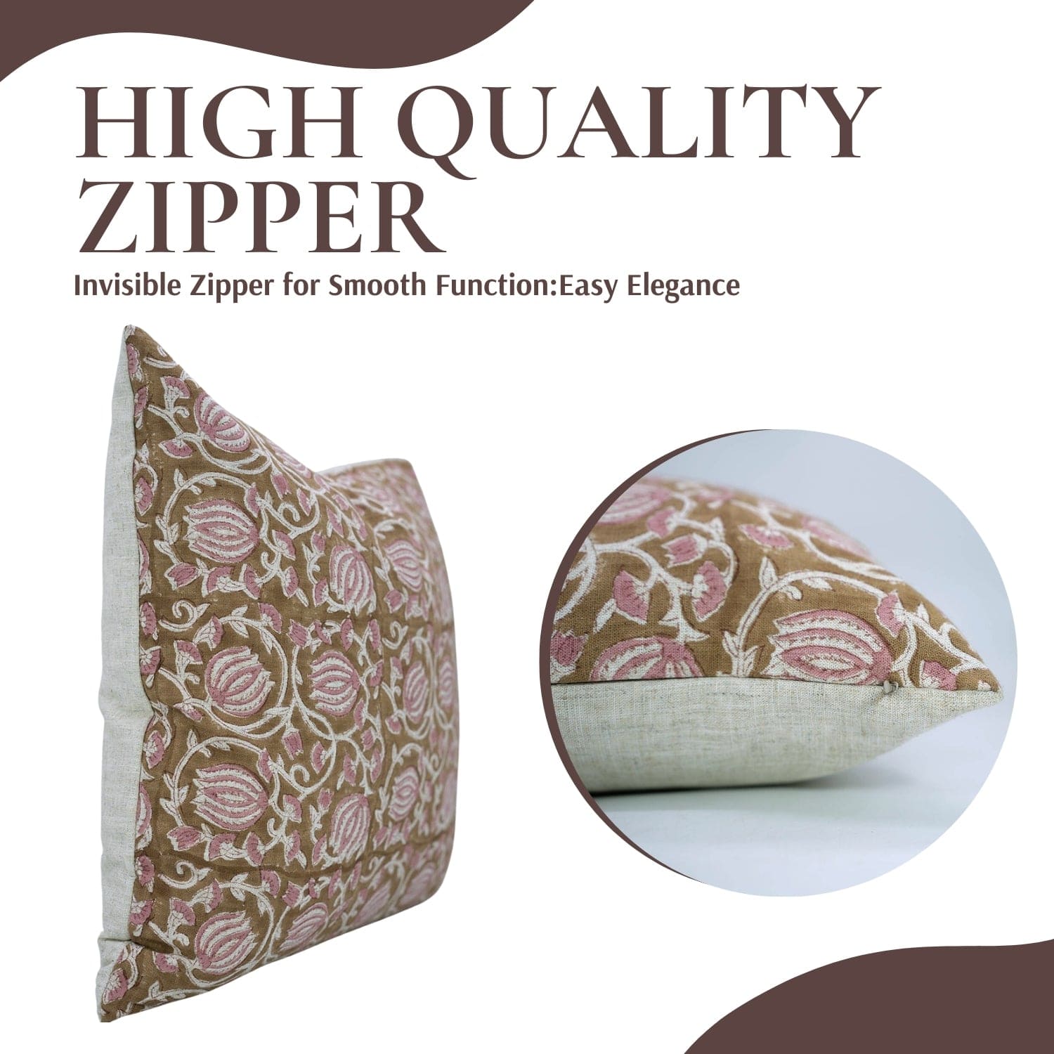 Handcrafted 6 Kamal Pink Linen Cushion Cover