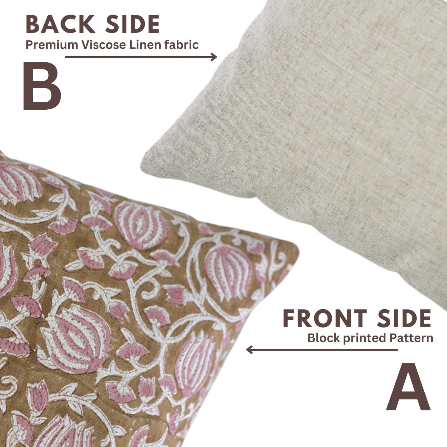 Handcrafted 6 Kamal Pink Linen Cushion Cover