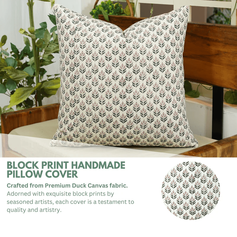 Floral blockprint pillow cover design