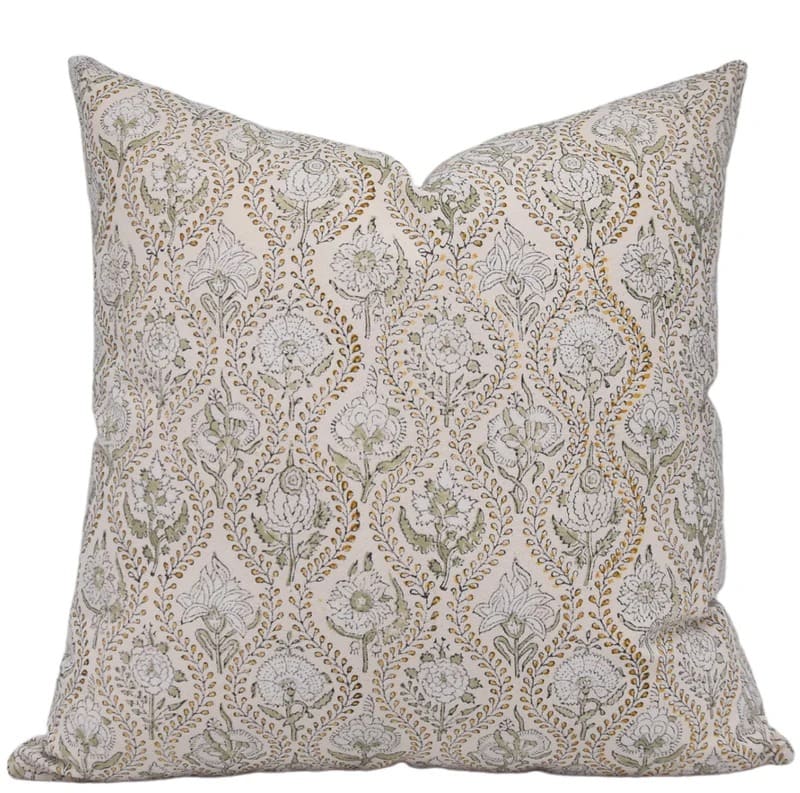 boho pillow with floral pattern on a white background 