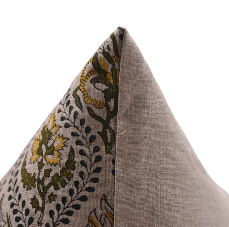 Indian Print Pure Linen Pillow Cover - Amarbel