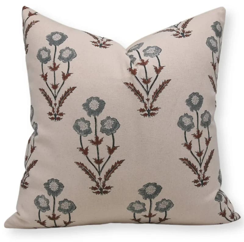 Amitabh Brown Floral Handmade Pillow Cover by Fabdivine