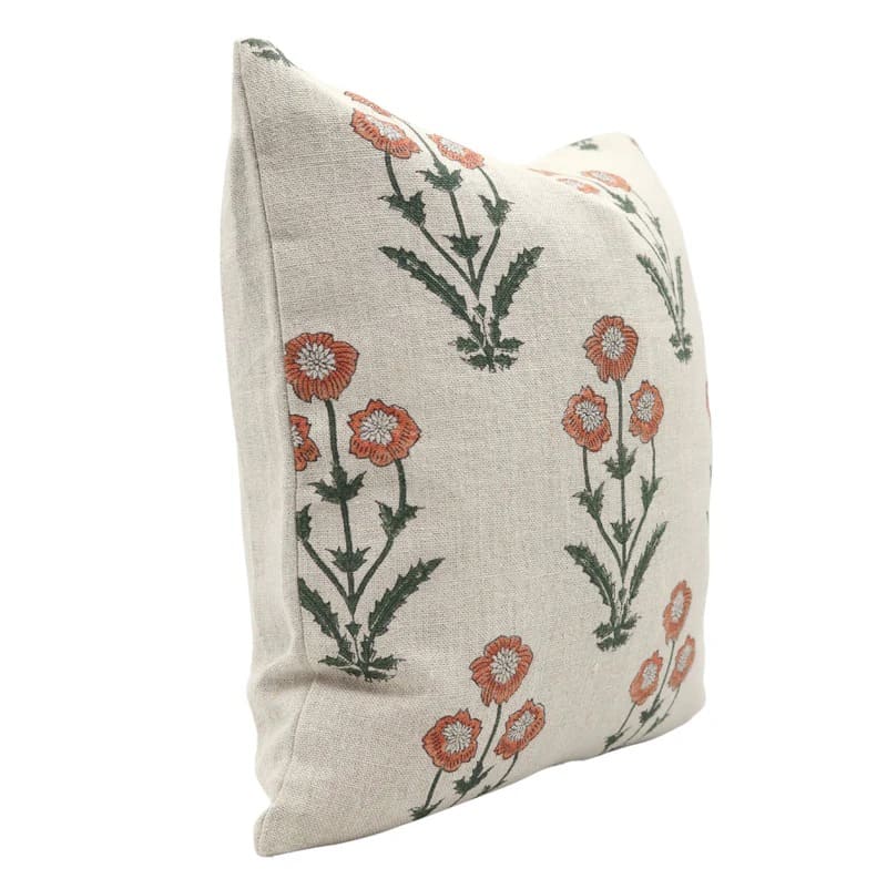 Floral linen throw pillow covers