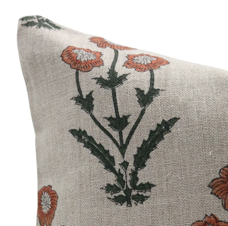 Floral linen throw pillow covers