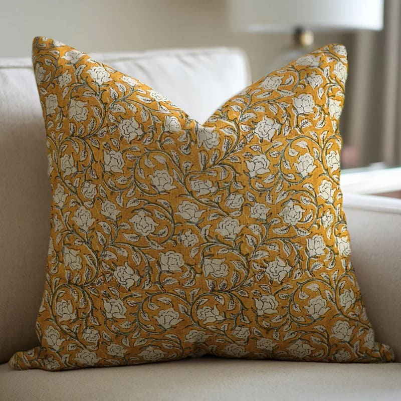 Cotton blockprint pillow cover
