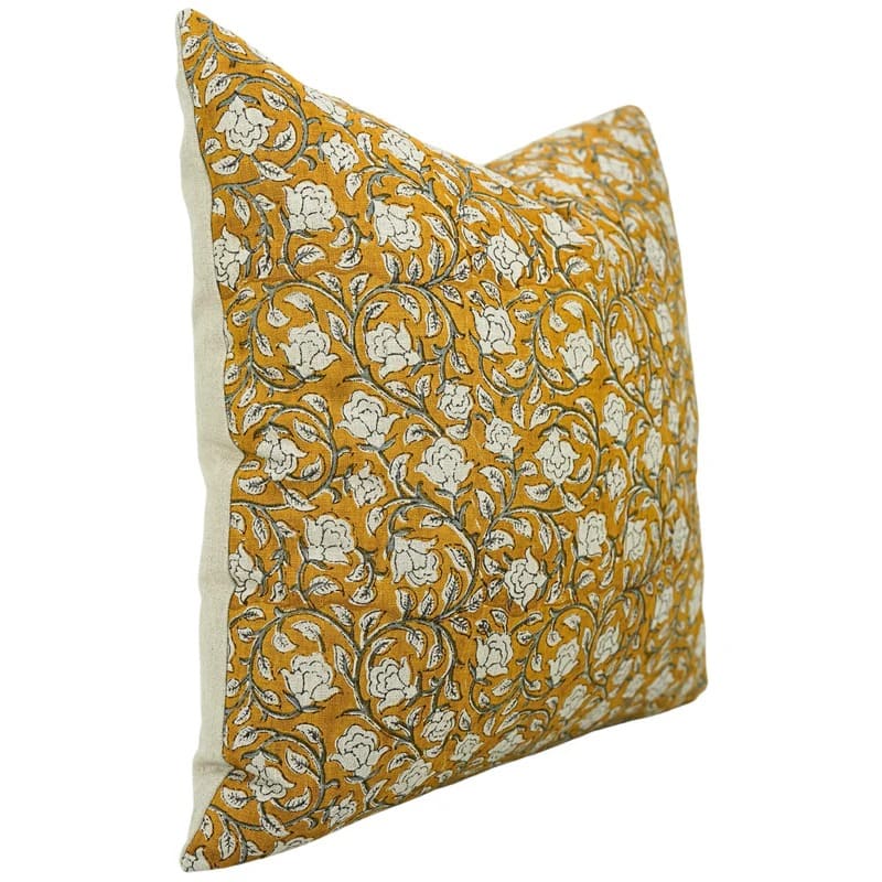 Floral block print cushion cover