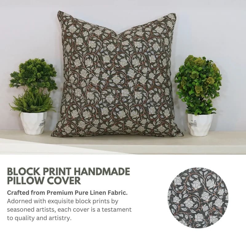 Hand block printed cushion cover