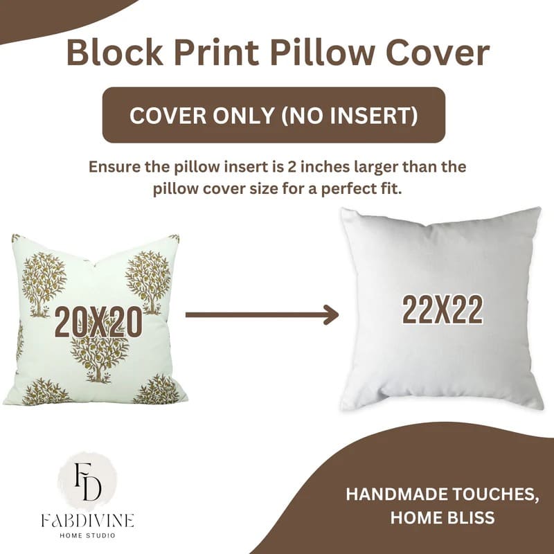 Unique block print pillow cover, handmade artisan quality
