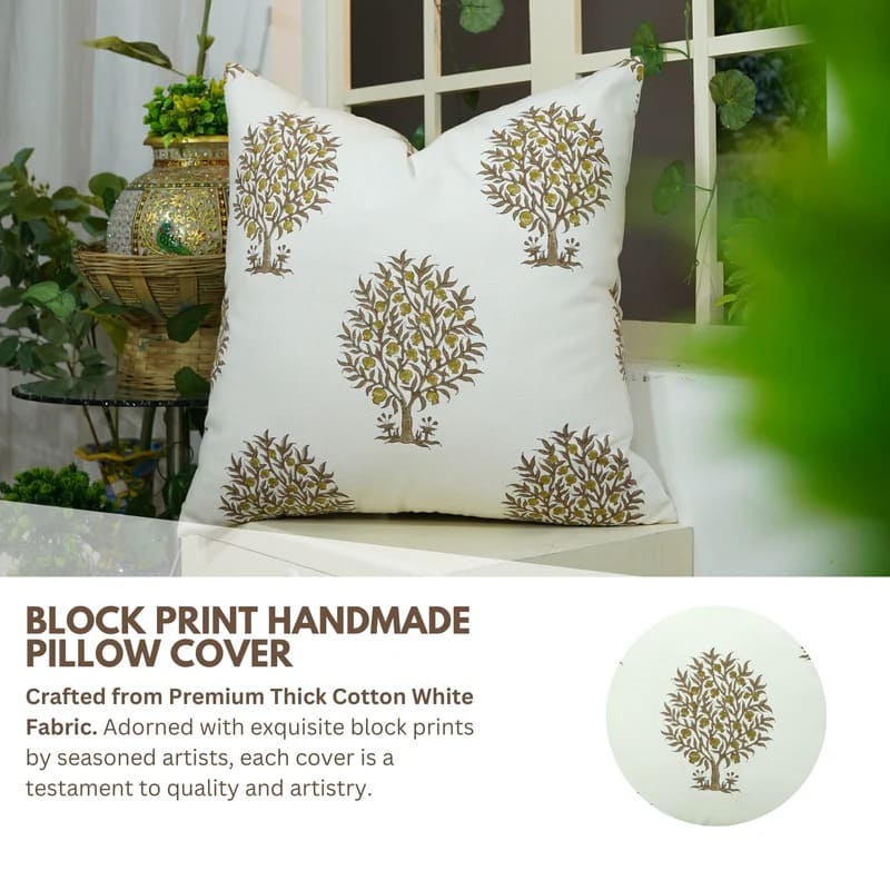 Designer block print pillow cover for elegant interiors