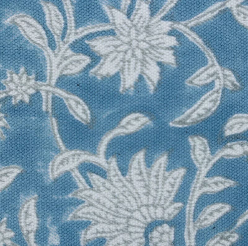 Block Print Blue Floral Cushion Cover - Aradhana