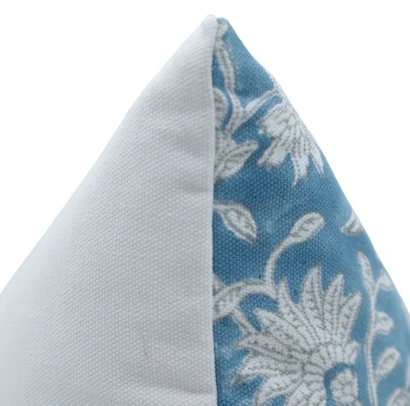 Block Print Blue Floral Cushion Cover - Aradhana