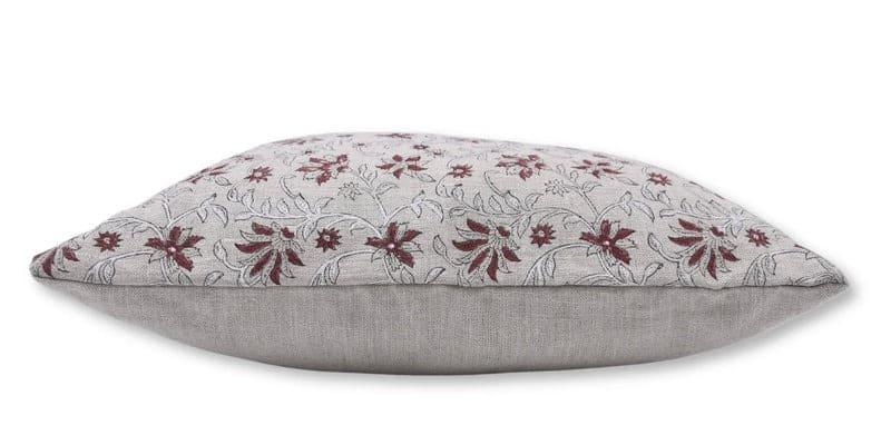 Decorative pillow with floral pattern on linen fabric