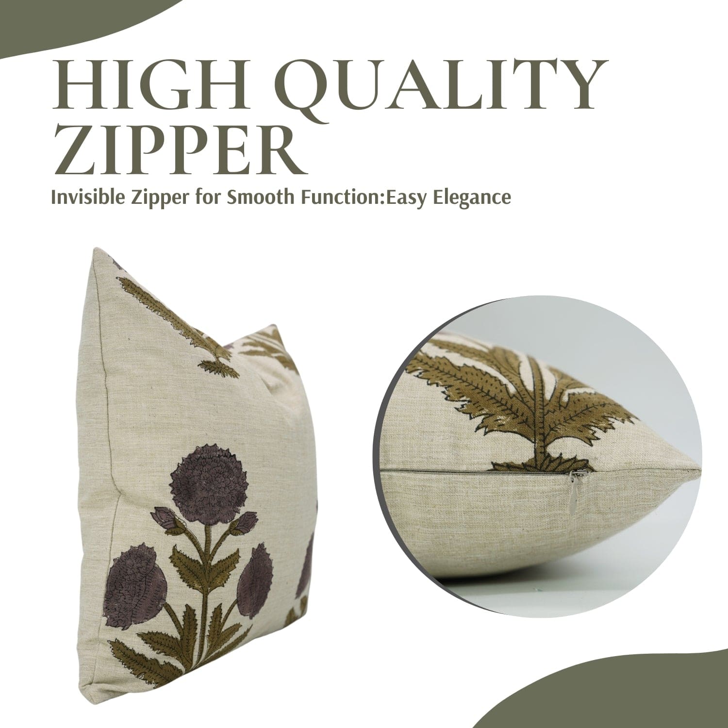 Handamde Linen Wine Floral Cushion Case - Badshah