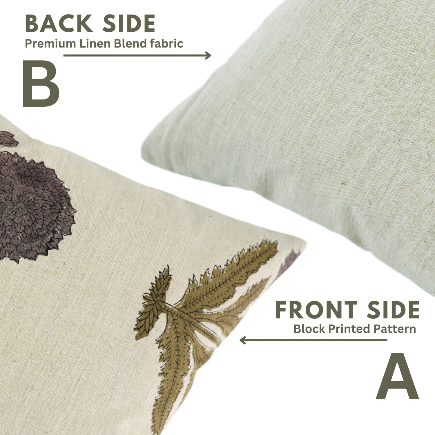 Handamde Linen Wine Floral Cushion Case - Badshah